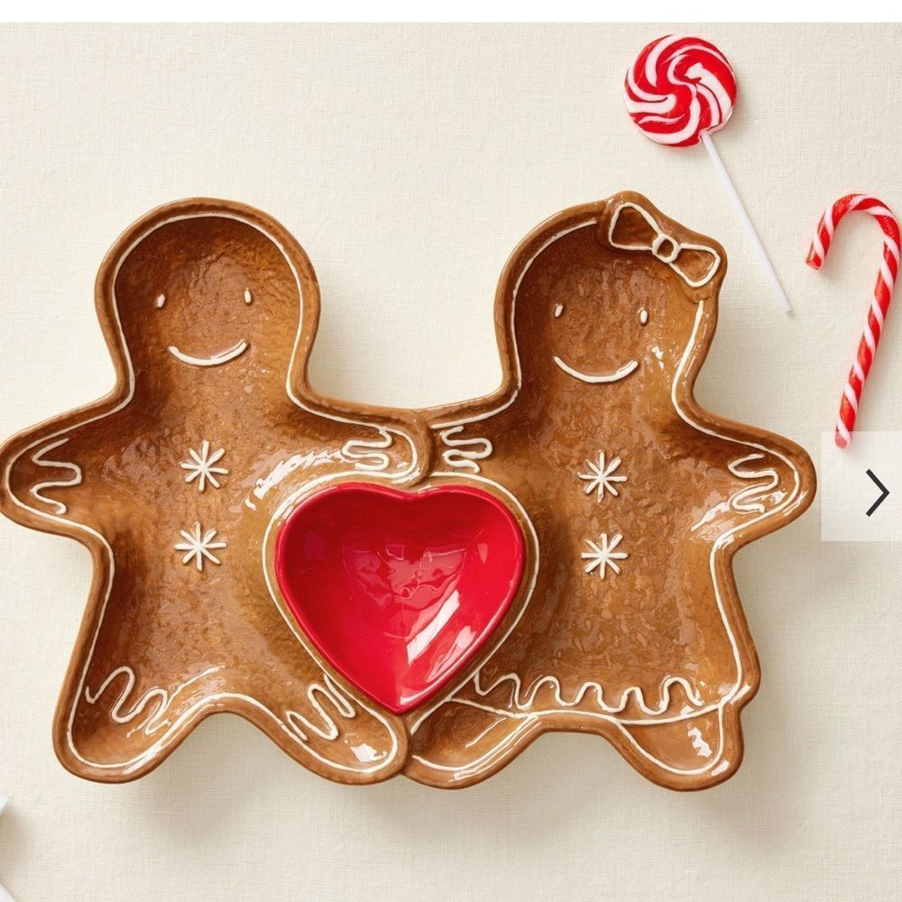NEW Pottery Barn Kids Gingerbread People Ceramic Divided Platter